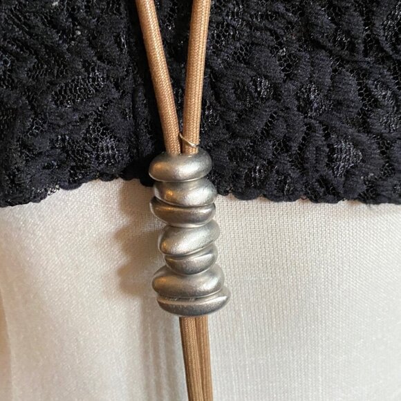 Long Lagenlook metal pewter adjustable chunky statement necklace - Picture 6 of 11